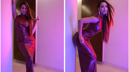 Malaika Arora Stuns In A Red Bordeaux Leather Dress Worth Rs 48,000